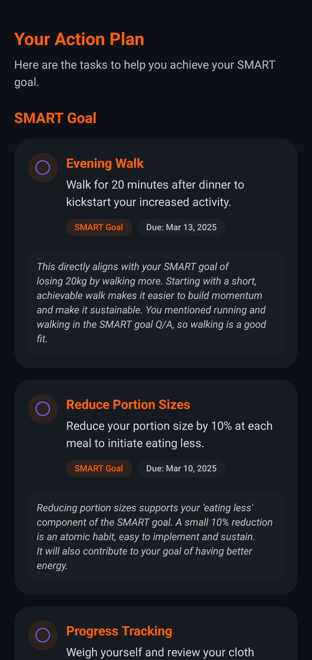 Actionable Tasks